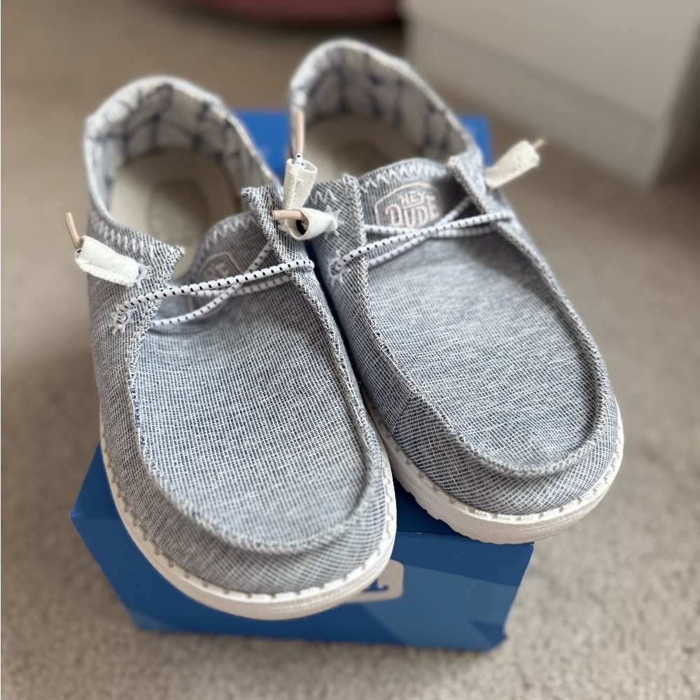 Hey Dude Light Blue Moccasins